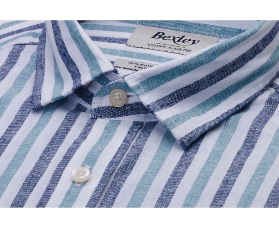Navy & Green Stripped Shirt  - SIMONIN