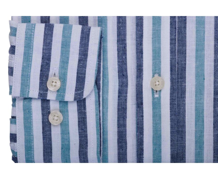 Navy & Green Stripped Shirt  - SIMONIN