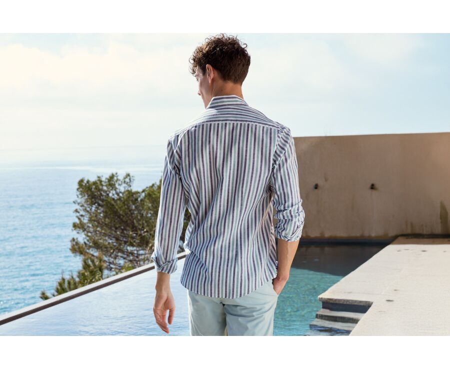 Navy & Green Stripped Shirt  - SIMONIN