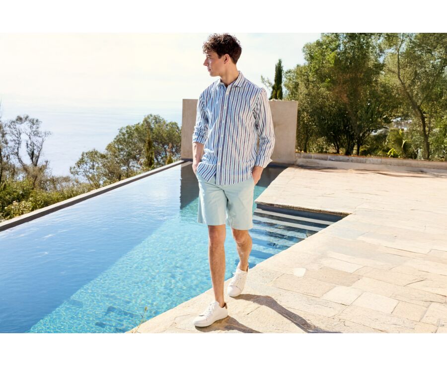 Navy & Green Stripped Shirt  - SIMONIN