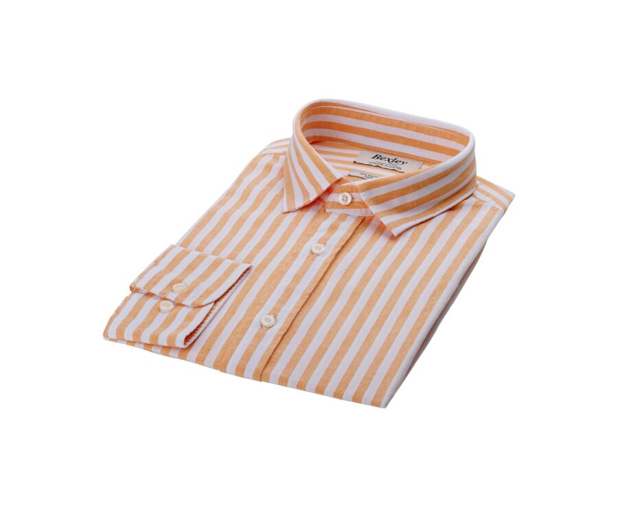 Yellow Orange & White striped cotton linen shirt - SIMONIN