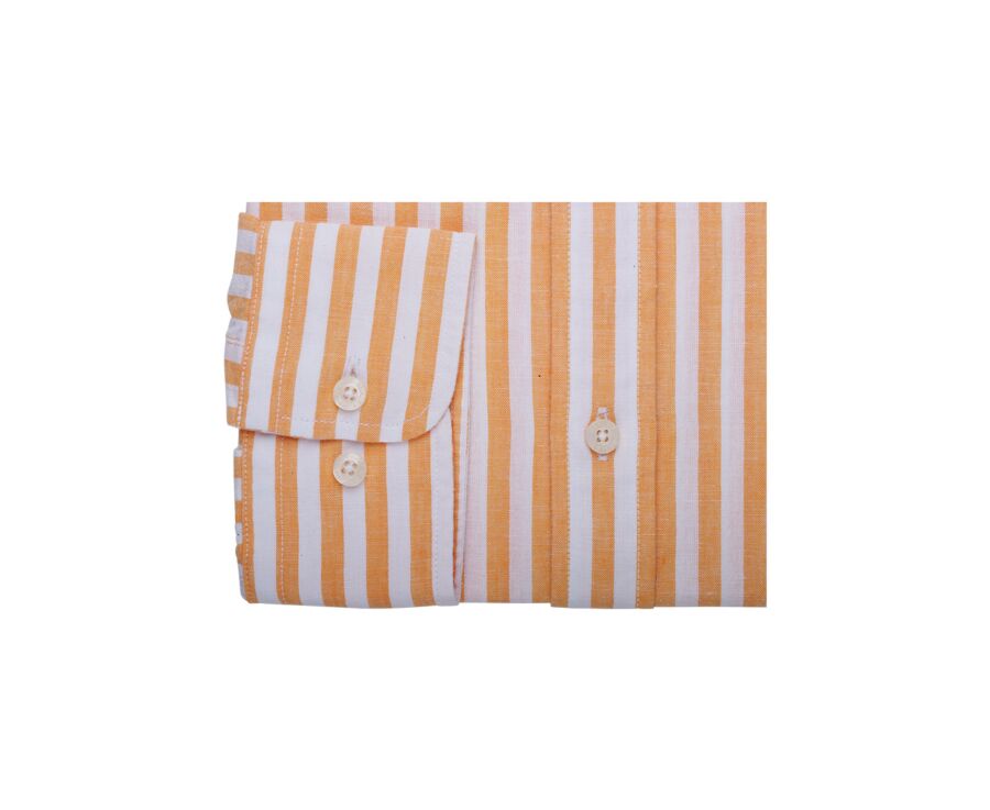Yellow Orange & White striped cotton linen shirt - SIMONIN