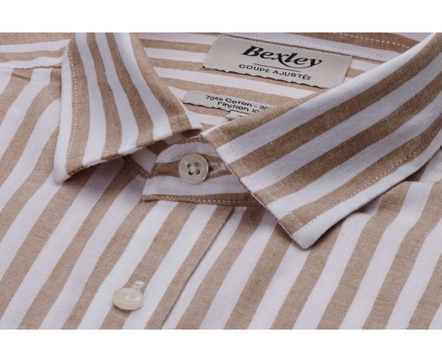 Camel & White Stripped Shirt  - SIMONIN