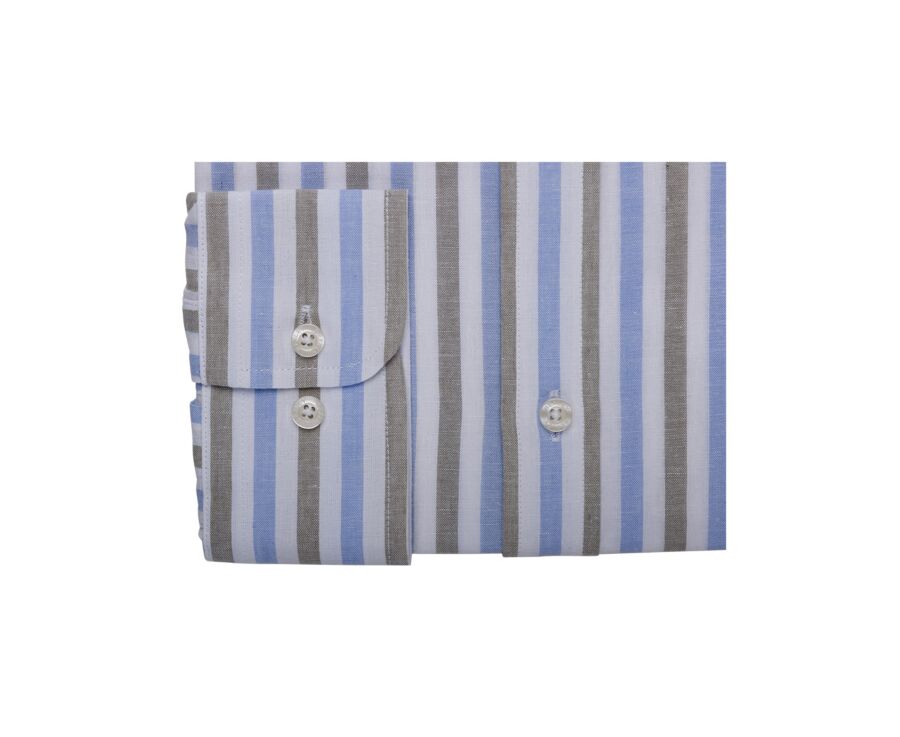 Sky Blue and Sage Green Stripped Shirt  - SIMONIN