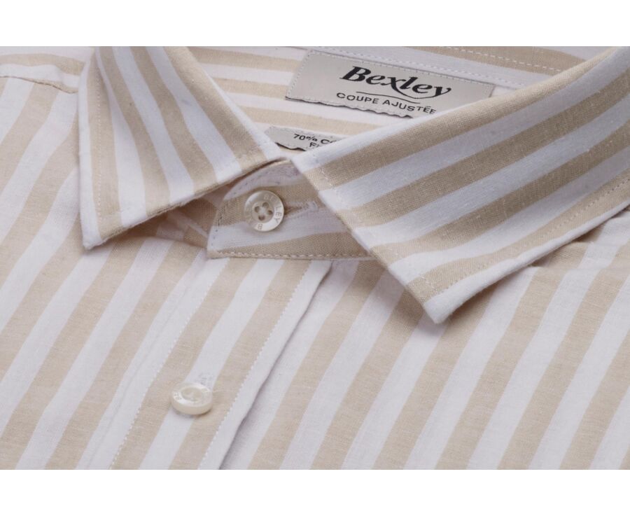 Dark Beige and White Stripped Shirt  - SIMONIN