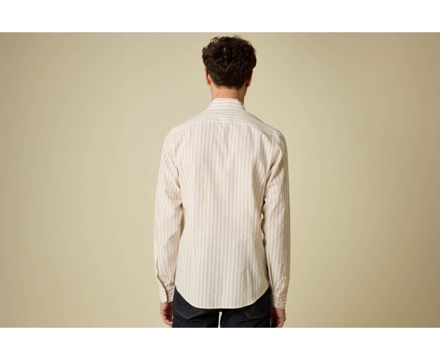 Dark Beige and White Stripped Shirt  - SIMONIN