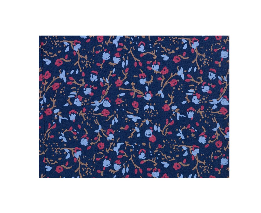 Dark Blue cotton shirt with blue and red floral print - GASSIEN