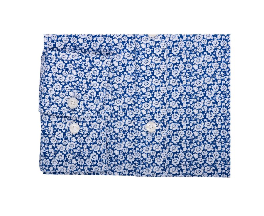 Blue cotton shirt with white flowers print - MARCOLIN