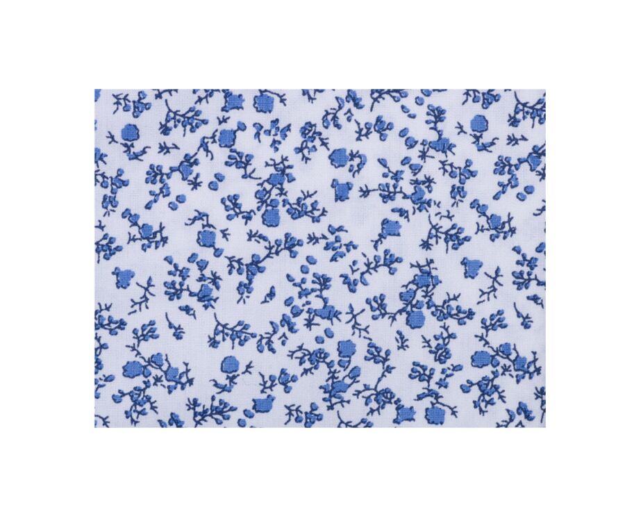 White cotton shrt with blue floral print - ELDORIC