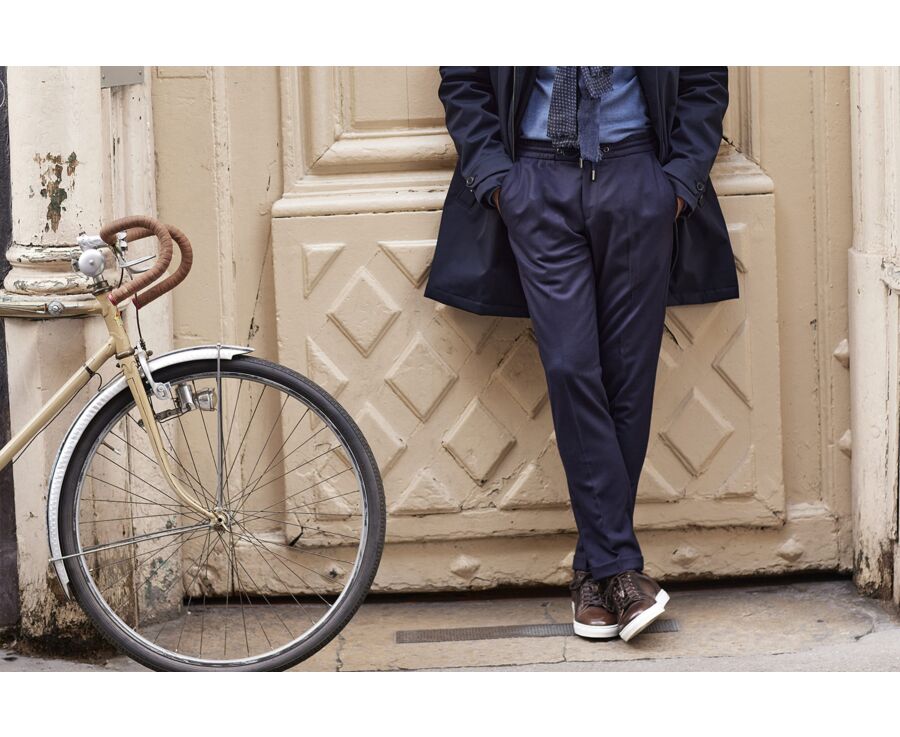 Men's Navy Dress Trousers Jogpant style - LORIAN