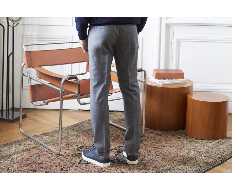 Men's Light Grey Melange Dress Trousers Jogpant style - LORIAN