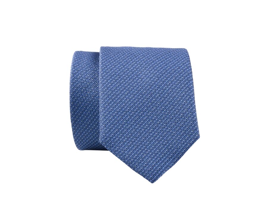 Ocean bleu & white Faux plain Silk Tie 