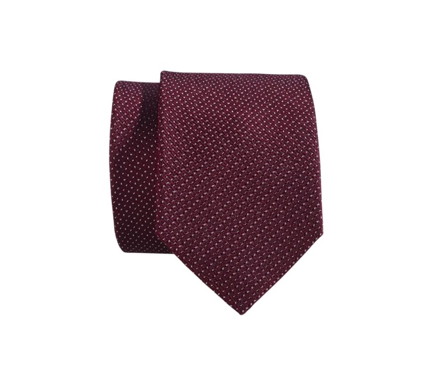 Burgundy and White Silk Tie