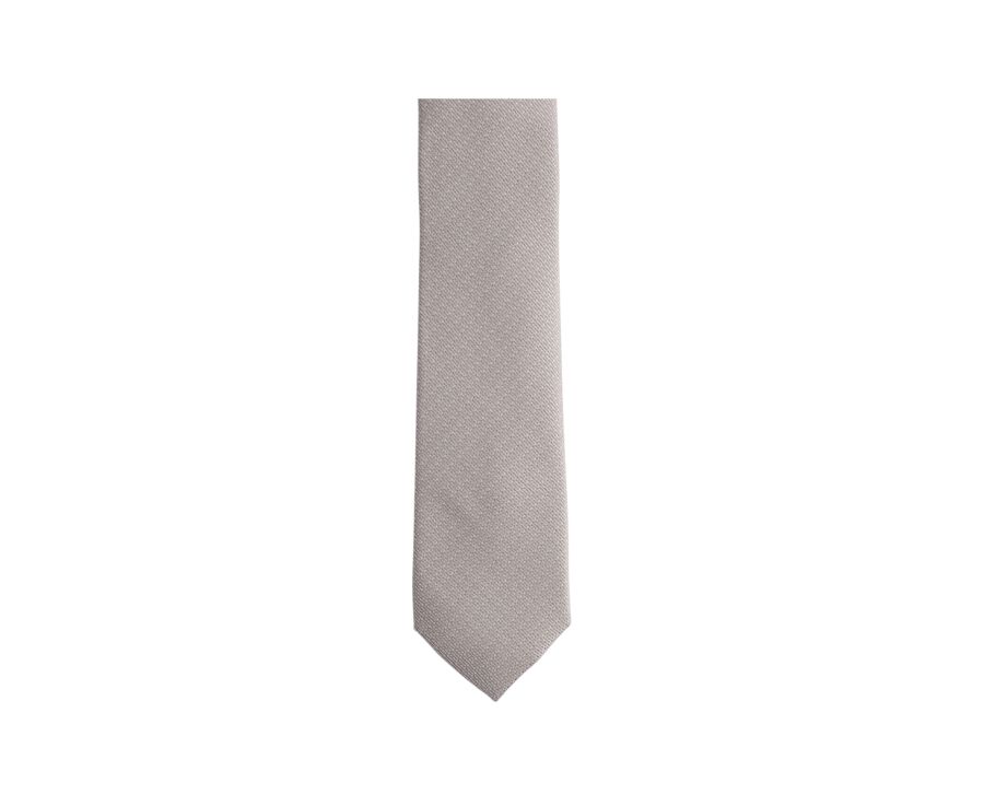 Silk Tie Faux Solid Beige and White