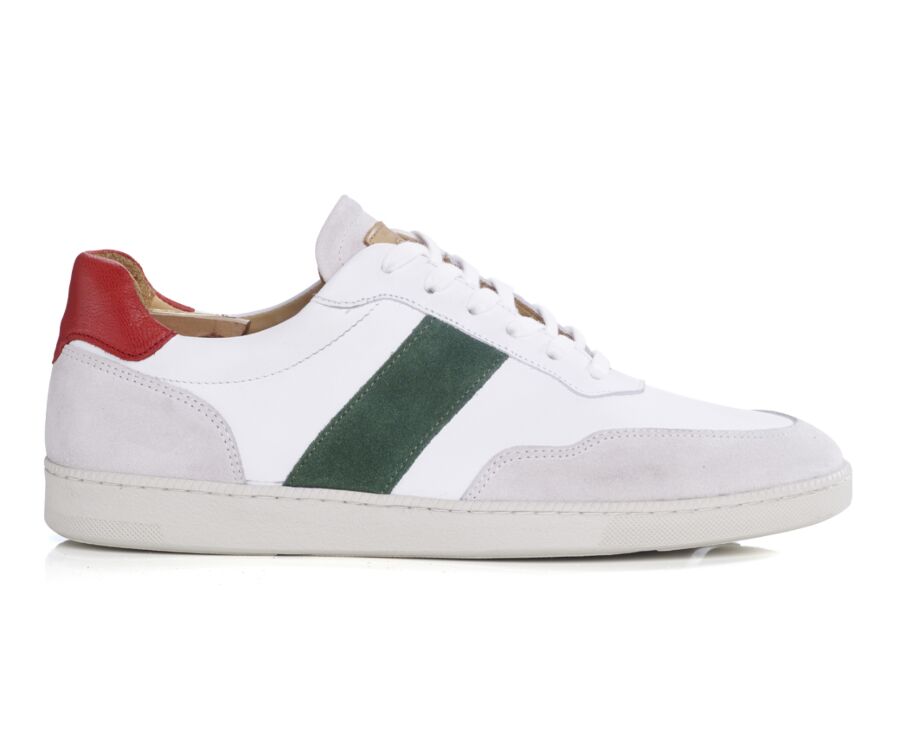Ecru and Green Men's leather Trainers - BERRINGA 