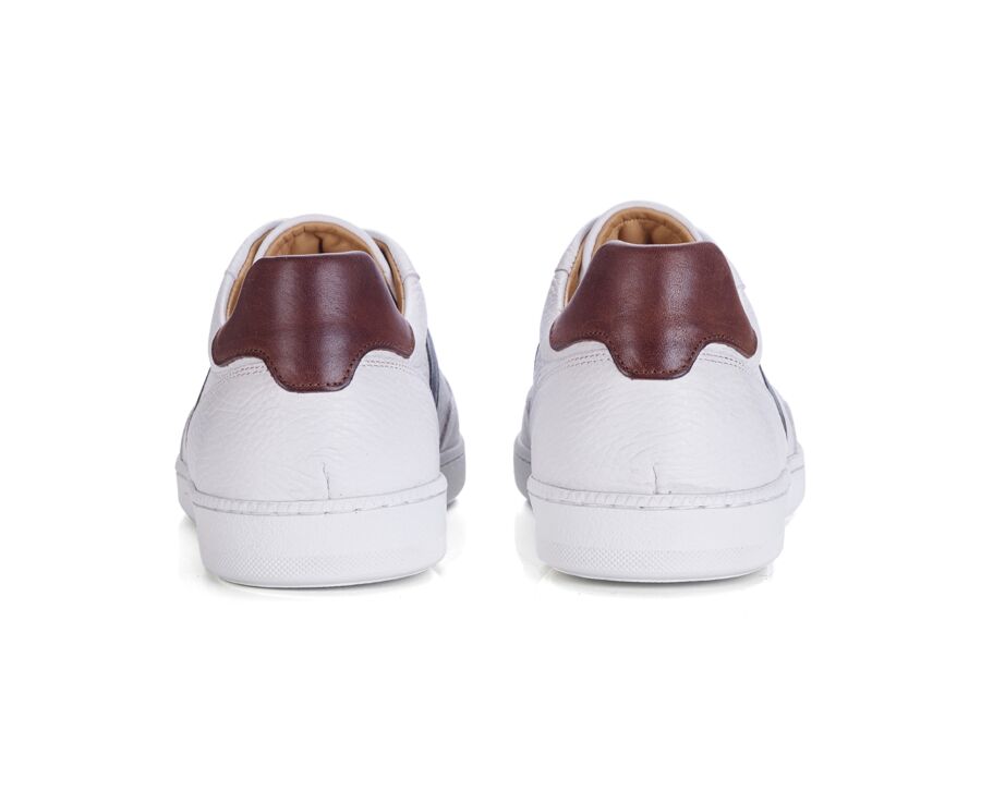 Men’s leather sneakers – Grained white and green - BERRINGA
