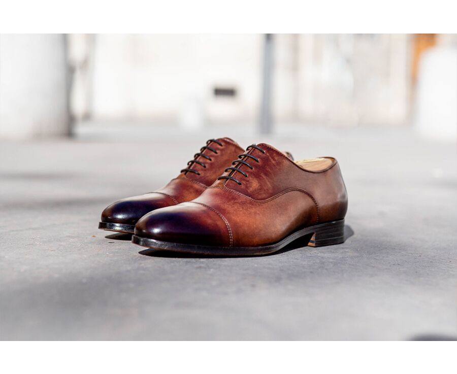 Patina Cognac Oxford shoes - Leather outsole - RICKFORD