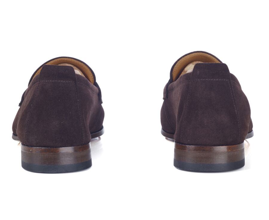 Bitter chocolate Suede Men's penny loafers - CEVIO
