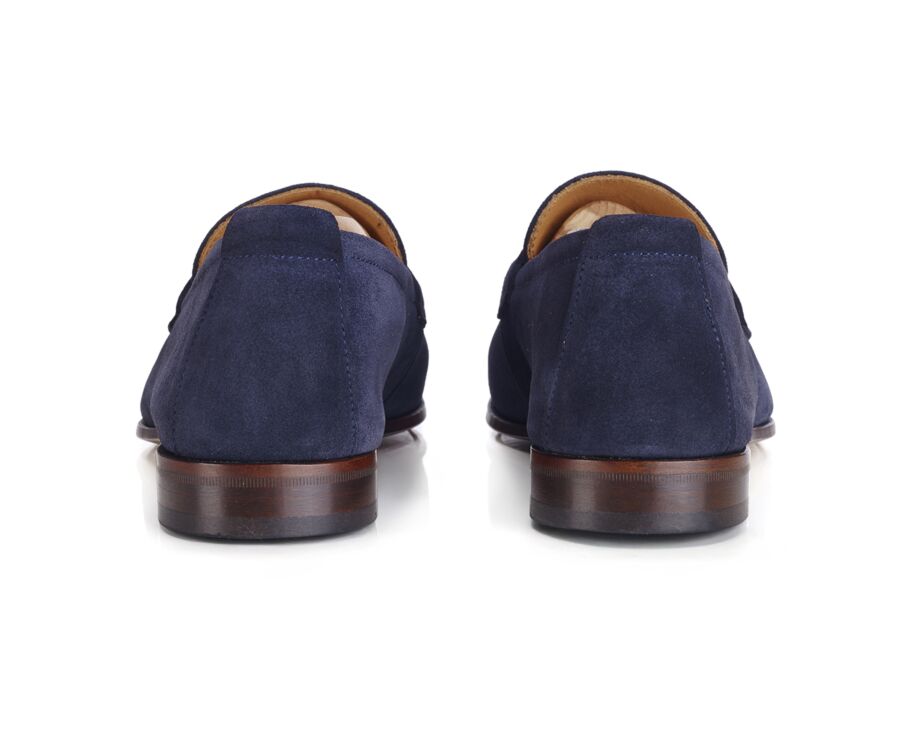 Navy Suede Men's penny Shoes - CEVIO