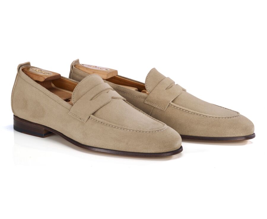 Men’s dark beige suede loafers - CEVIO