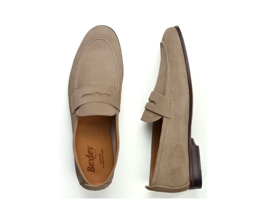 Men’s dark beige suede loafers - CEVIO