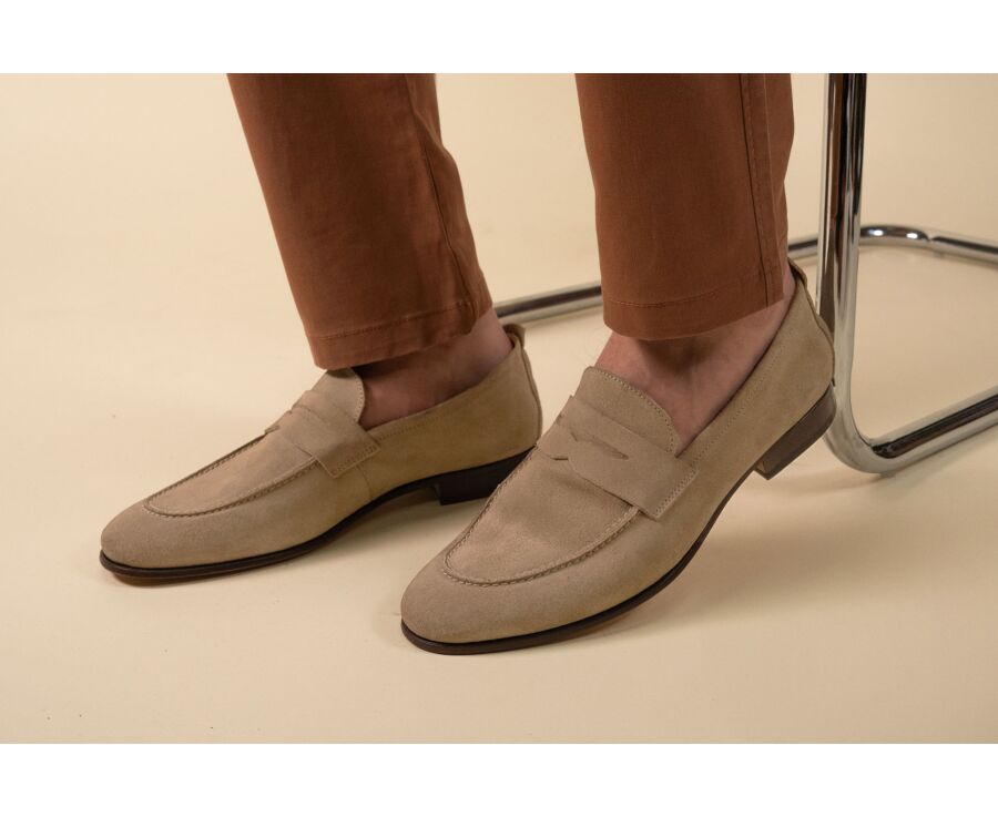 Men’s dark beige suede loafers - CEVIO