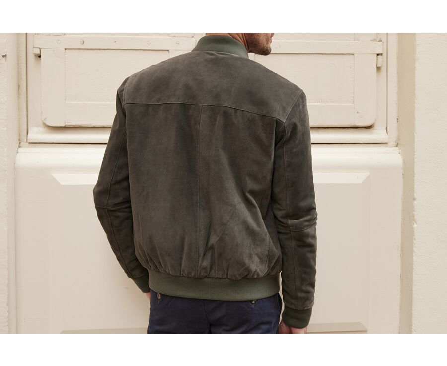 Dark Green Suede Leather Jacket - SEAN II