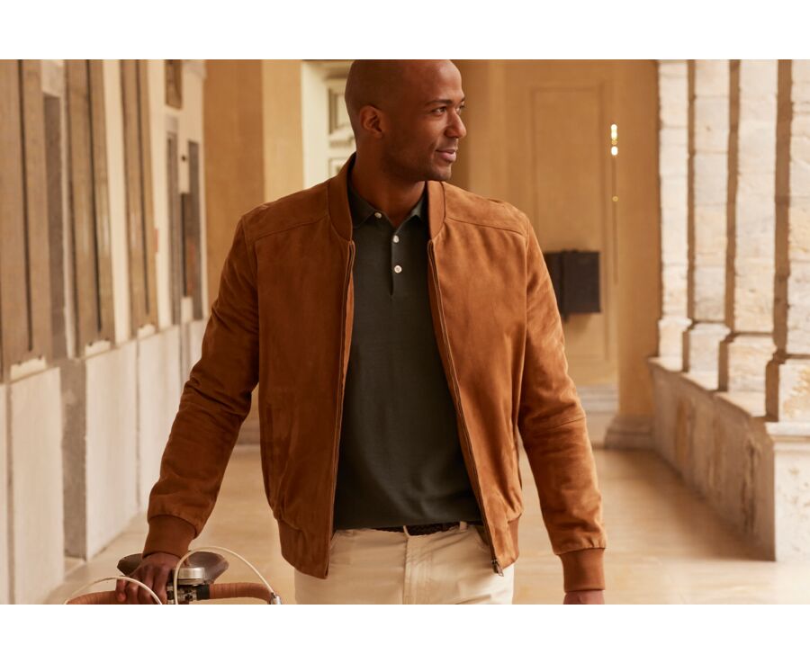 Caramel Suede Leather Jacket - SEAN