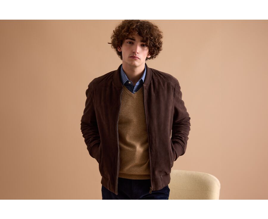 Chocolate Suede Leather Jacket - SEAN II