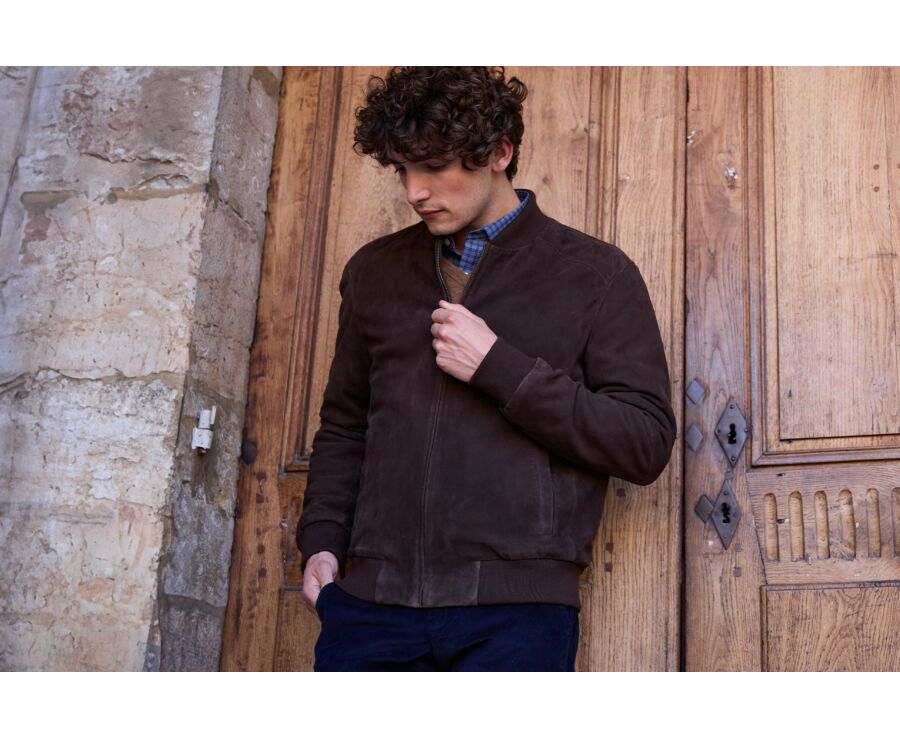 Chocolate Suede Leather Jacket - SEAN II
