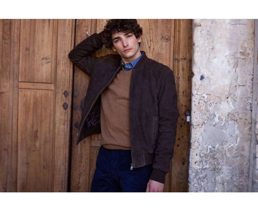 Chocolate Suede Leather Jacket - SEAN II