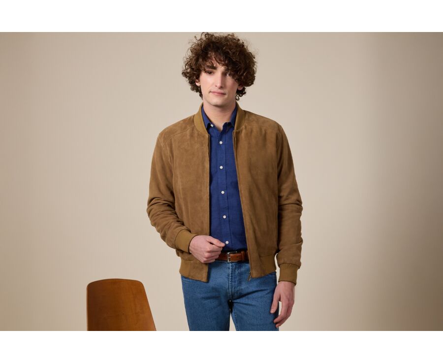 Tobacco Suede Leather Jacket - SEAN II