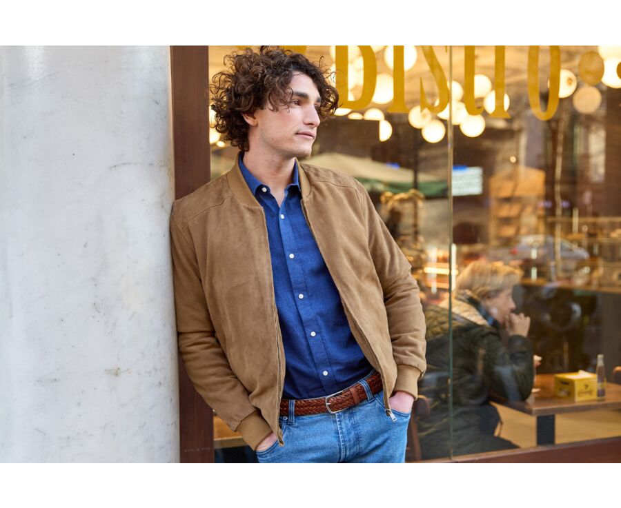 Tobacco Suede Leather Jacket - SEAN II