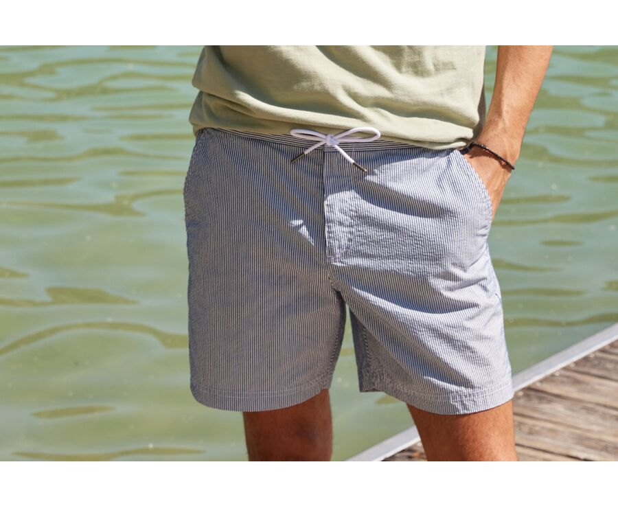 Navy stripes Men's swim short - BRENTAN