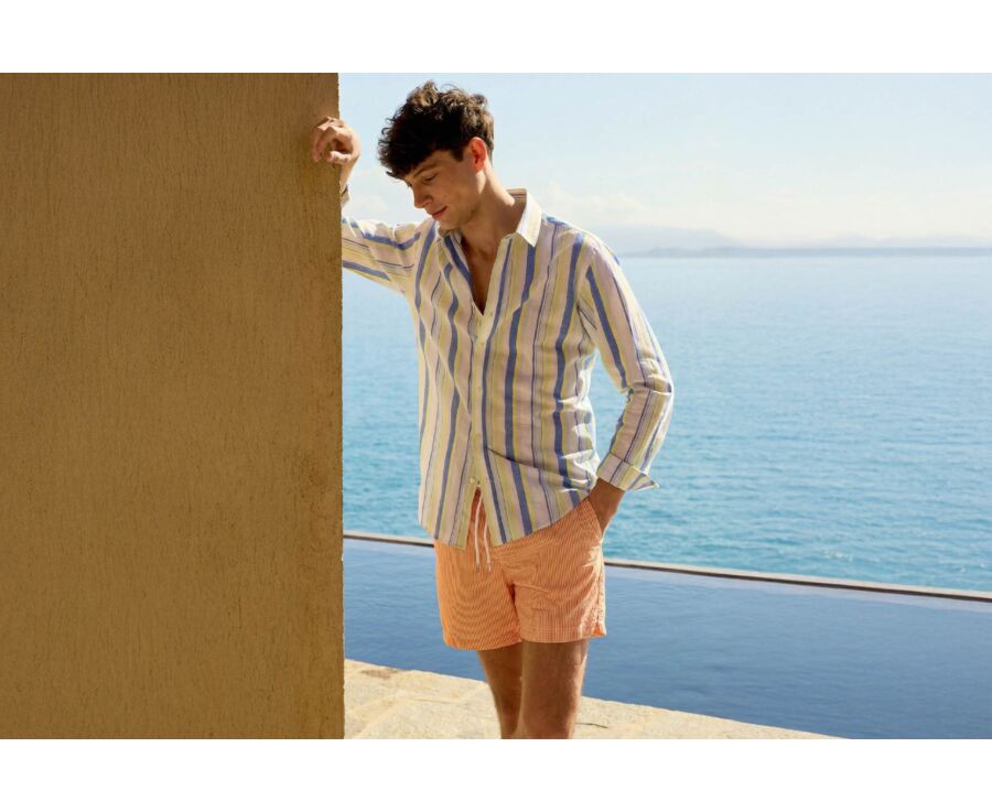 Orange stripes Men's swim short - BRENTAN