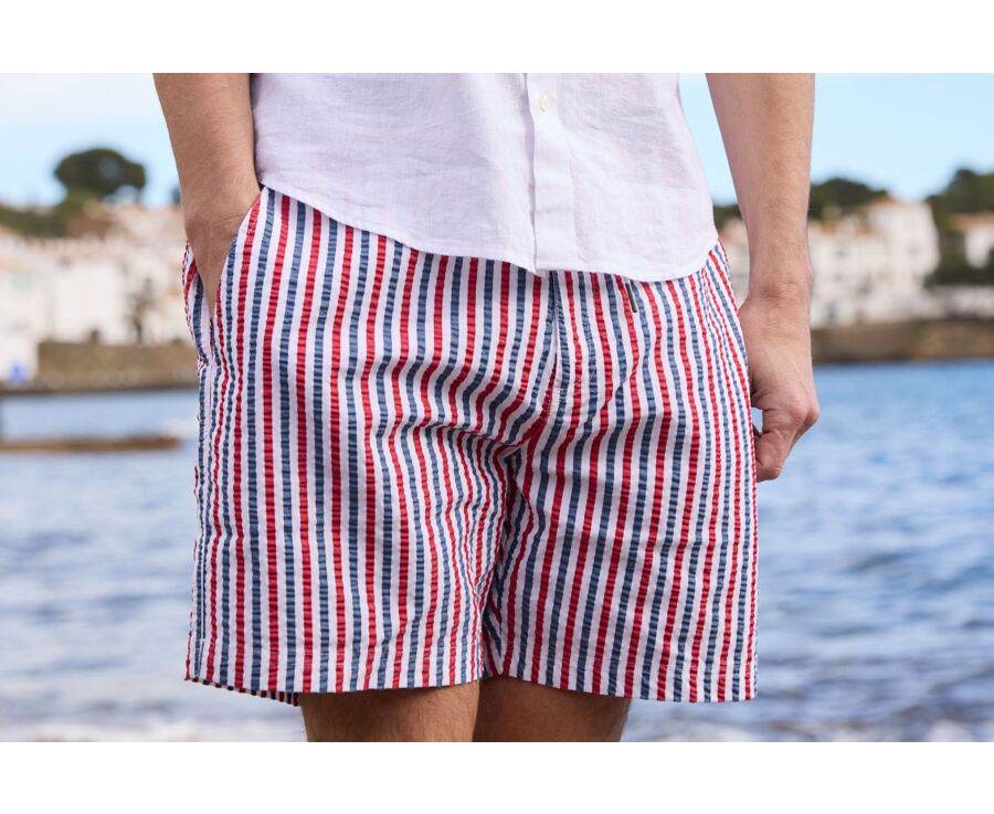 Blue White & Red stripes Men's swim short - BRENTAN