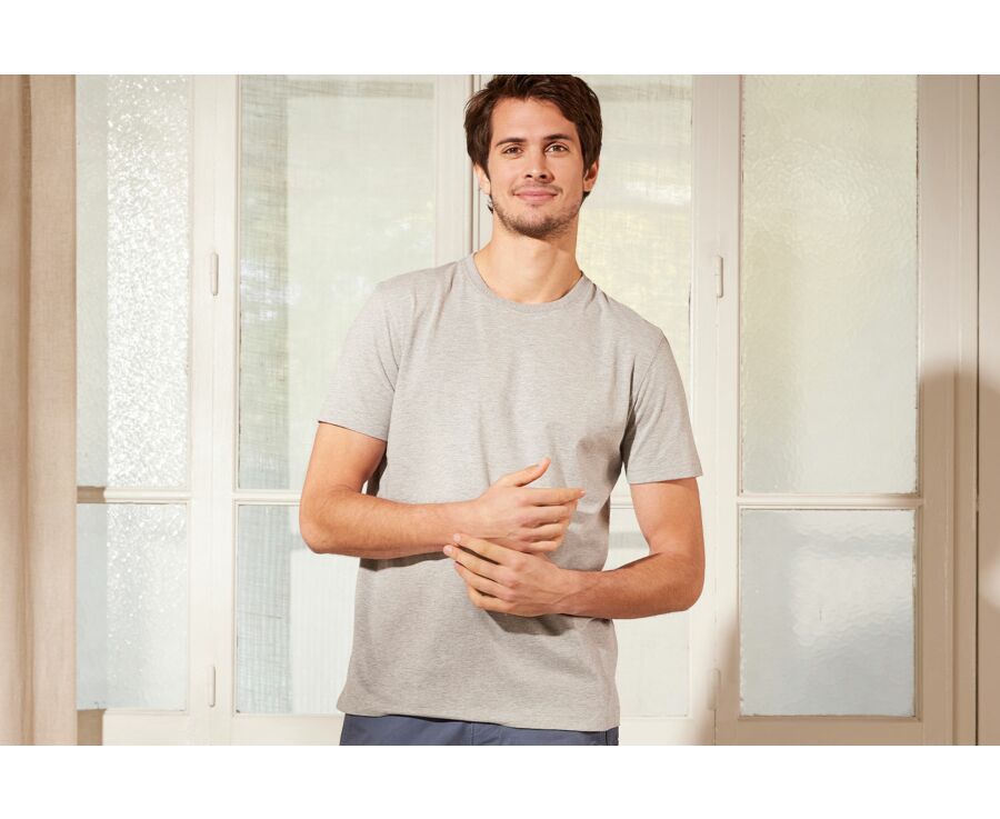 Light Grey Melange organic cotton plain t-shirt - EDGAR III