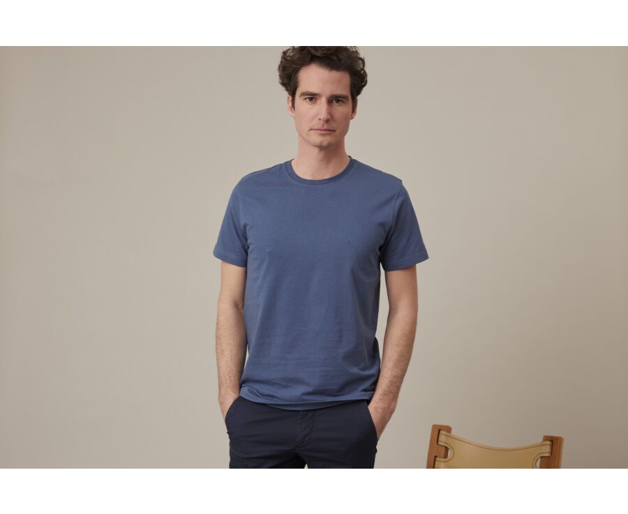 Grey Blue organic cotton plain t-shirt - EDGAR III