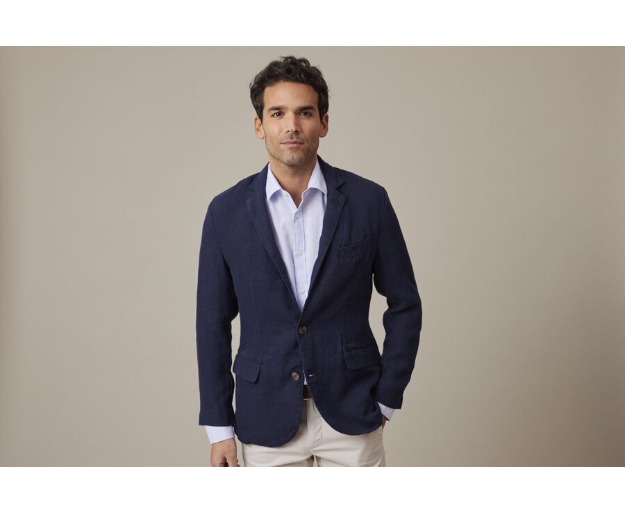 Navy Linen Blazer - LUBIN