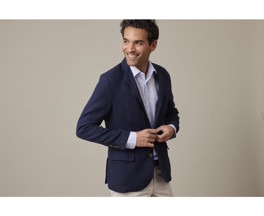 Navy Linen Blazer - LUBIN