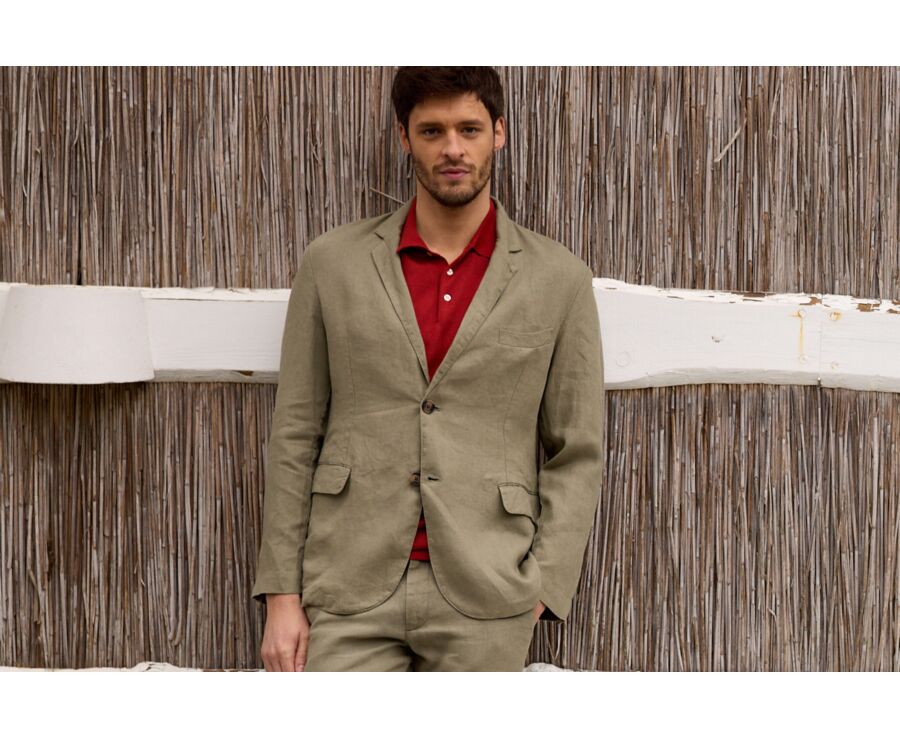Taupe Linen Blazer - LUBIN