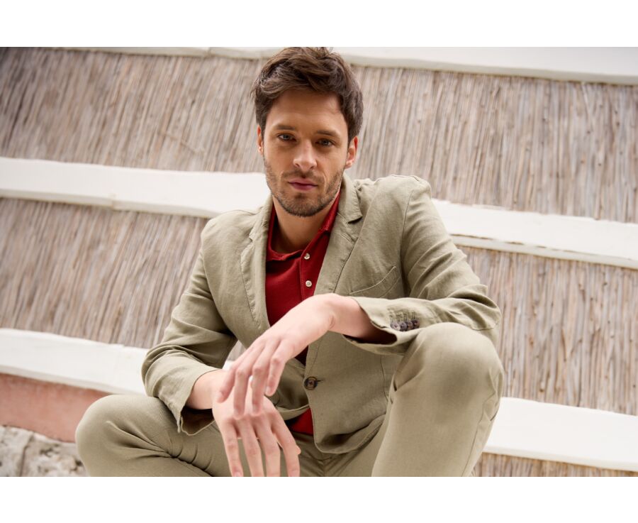 Taupe Linen Blazer - LUBIN