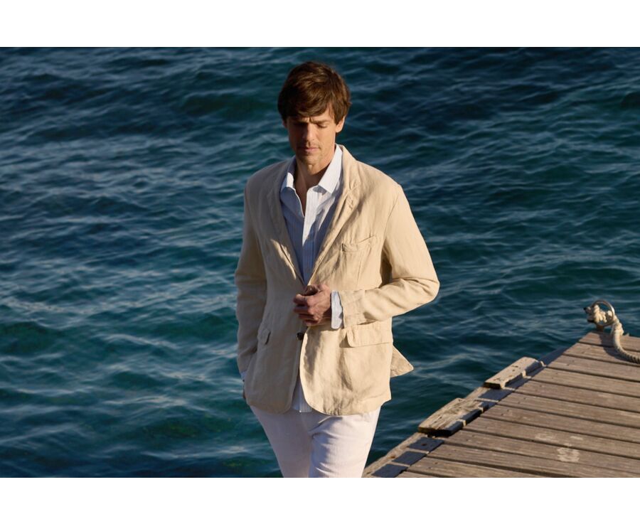 Light Beige Linen Blazer - LUBIN