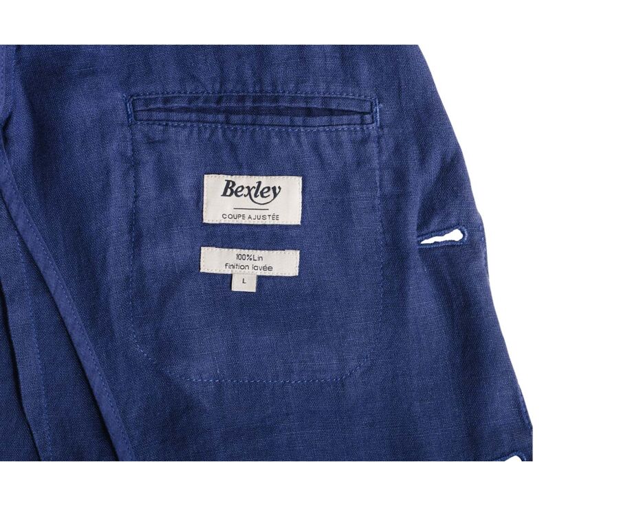Indigo Blue  Linen Blazer - LUBIN