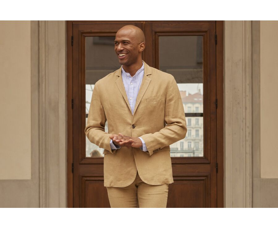 Khaki linen blazer online