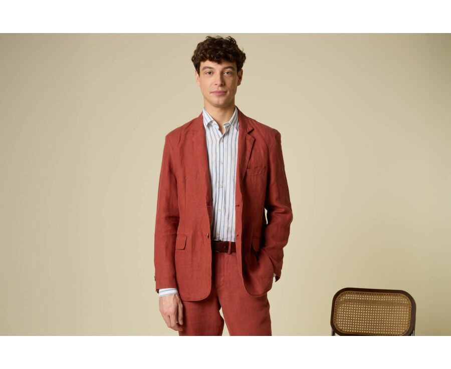 Terracotta Linen Blazer