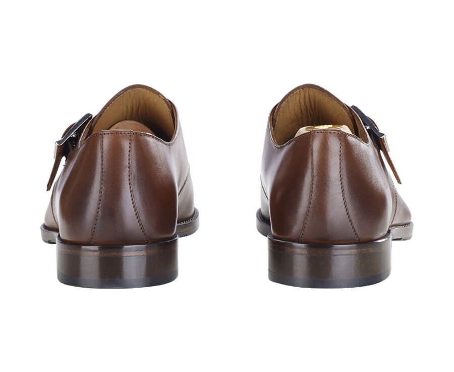 Patina Chestnut Leather Buckle Shoes - BLOOMINGDALE SILVER PATIN