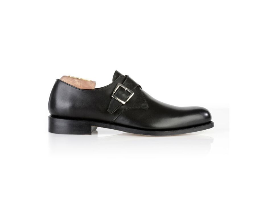 Mens black dress shoes with silver buckle deals