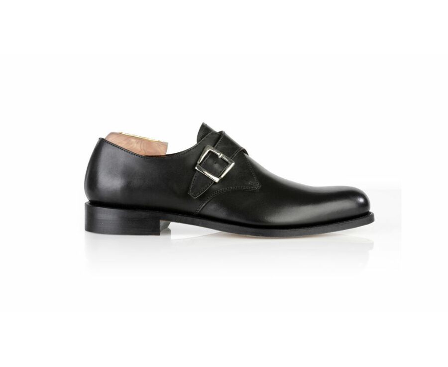 Black Leather Buckle Shoes - BLOOMINGDALE SILVER PATIN