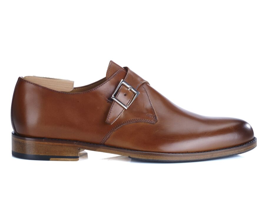 Patina Cognac Leather Buckle Shoes - BLOOMINGDALE SILVER PATIN
